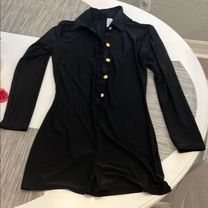 Roma Black Romper with Long Sleeves and Classic Tailored Style